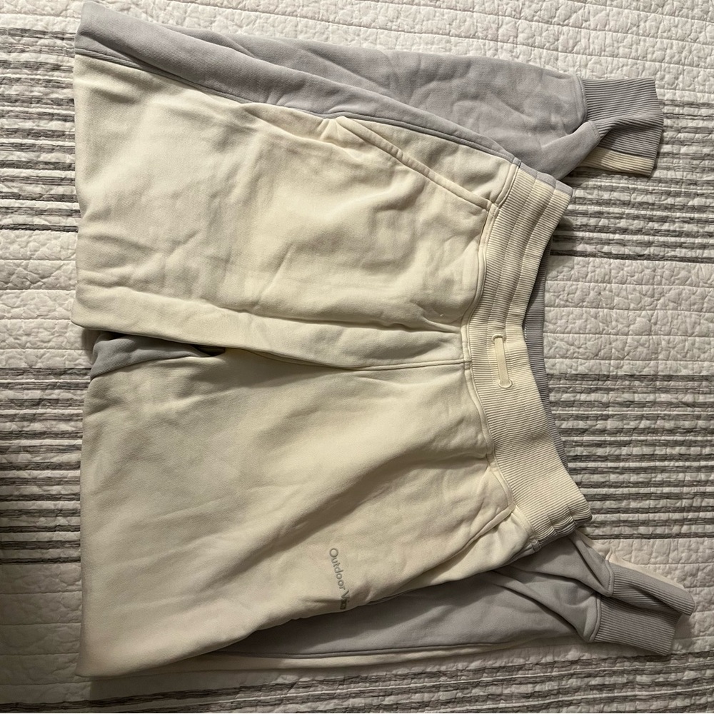 Outdoor Voices Cloud Two-Tone Joggers in Cream and Purple